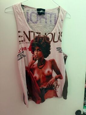 D&G Light Pink Graphic Scoop Neck Tank with Multicolor Artwork